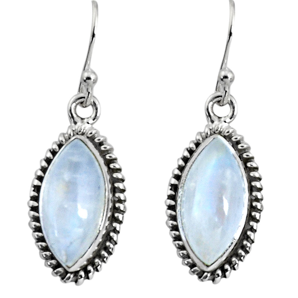 11.73cts natural rainbow moonstone 925 sterling silver dangle earrings p89677