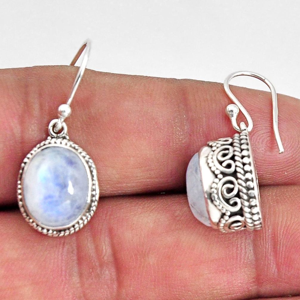 8.42cts natural rainbow moonstone 925 sterling silver dangle earrings p89774