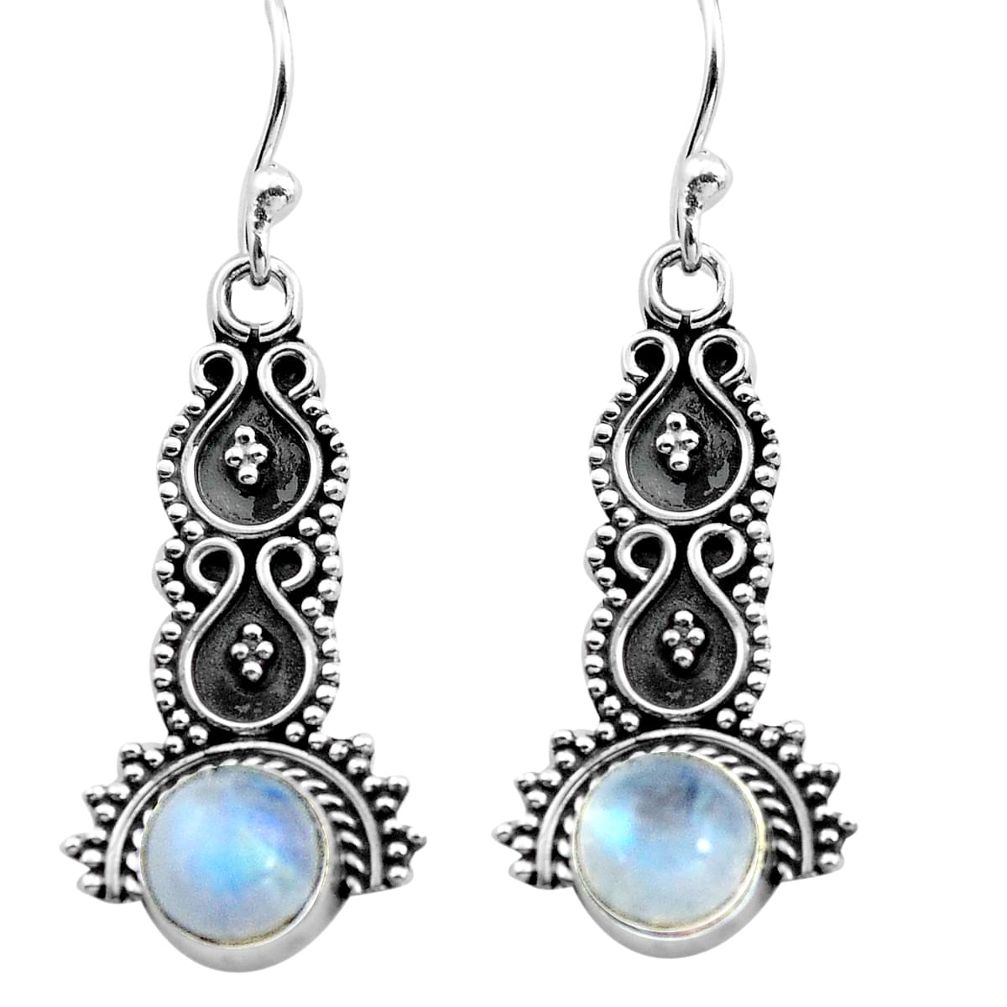 2.43cts natural rainbow moonstone 925 sterling silver dangle earrings p91343