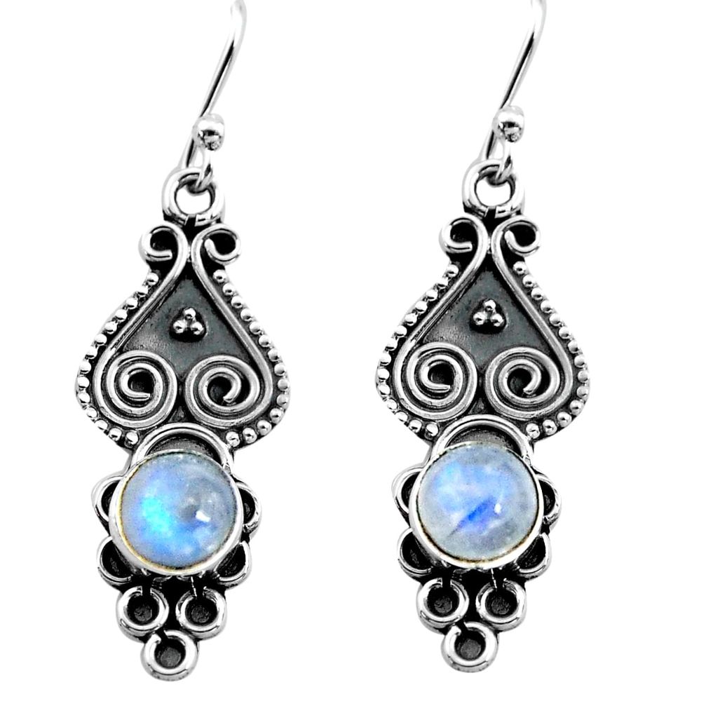 2.28cts natural rainbow moonstone 925 sterling silver dangle earrings p91356