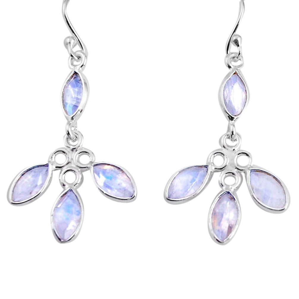8.70cts natural rainbow moonstone 925 sterling silver dangle earrings p91365