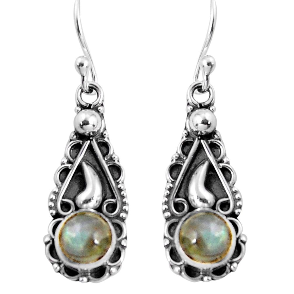 2.26cts natural rainbow moonstone 925 sterling silver dangle earrings p91389