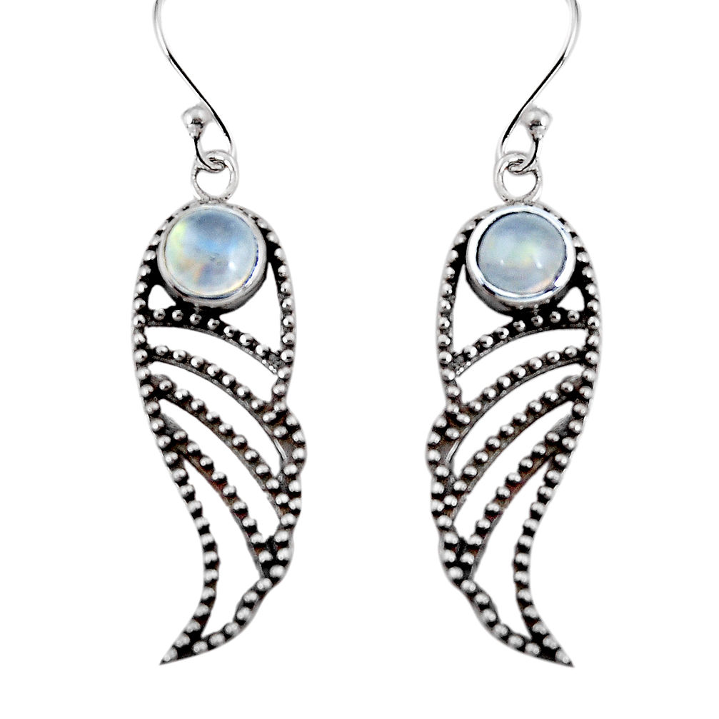 2.00cts natural rainbow moonstone 925 sterling silver dangle earrings p91419