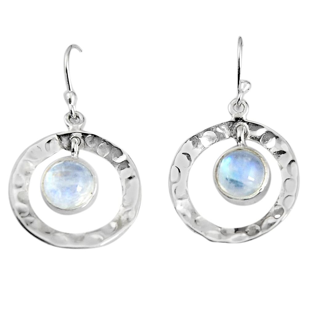 4.35cts natural rainbow moonstone 925 sterling silver dangle earrings p91506