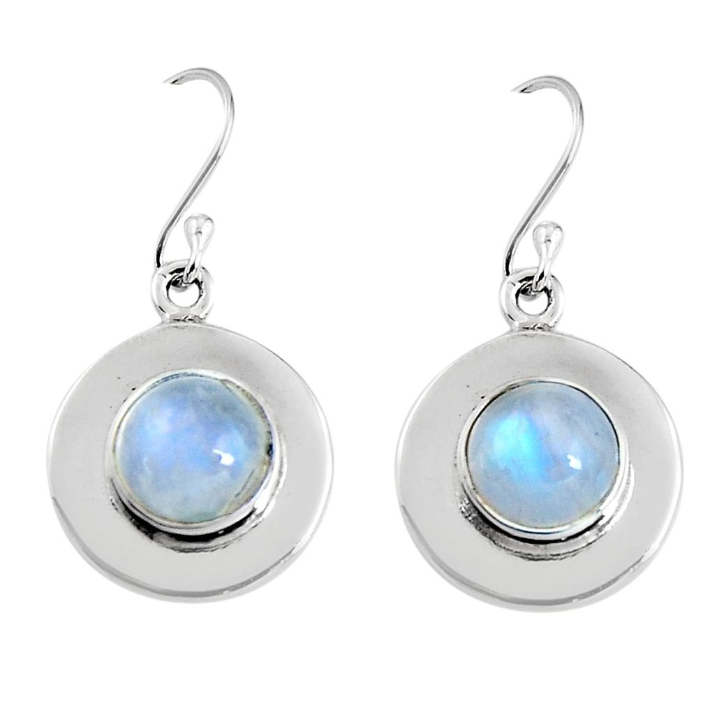 7.15cts natural rainbow moonstone 925 sterling silver dangle earrings p91520