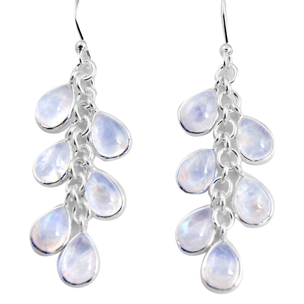 14.73cts natural rainbow moonstone 925 sterling silver dangle earrings p91531