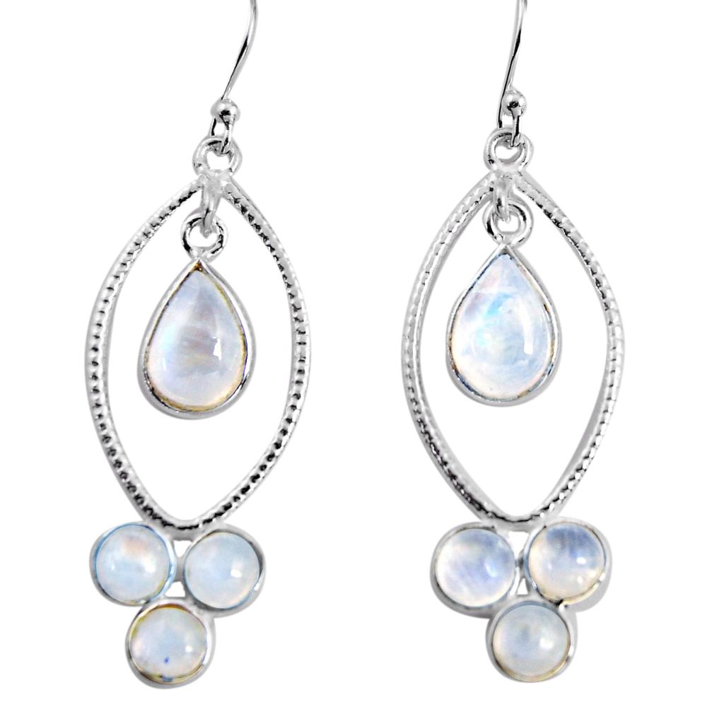 10.41cts natural rainbow moonstone 925 sterling silver dangle earrings p91533