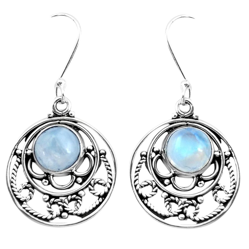 6.33cts natural rainbow moonstone 925 sterling silver earrings jewelry p41335