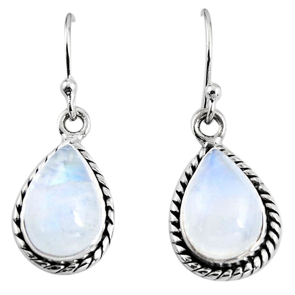 8.91cts natural rainbow moonstone 925 sterling silver earrings jewelry p92682