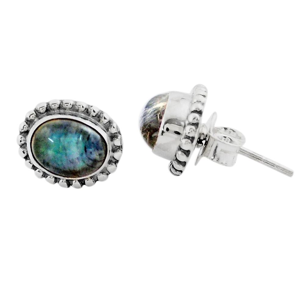 4.83cts natural rainbow moonstone 925 sterling silver stud earrings p88598