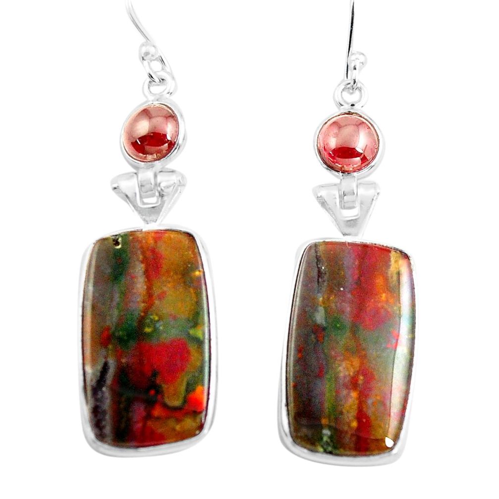20.37cts natural red bloodstone african (heliotrope) 925 silver earrings p78691