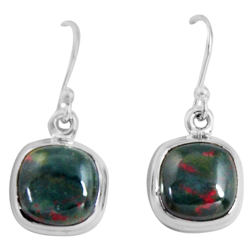 8.87cts natural red bloodstone african (heliotrope) 925 silver earrings p89305