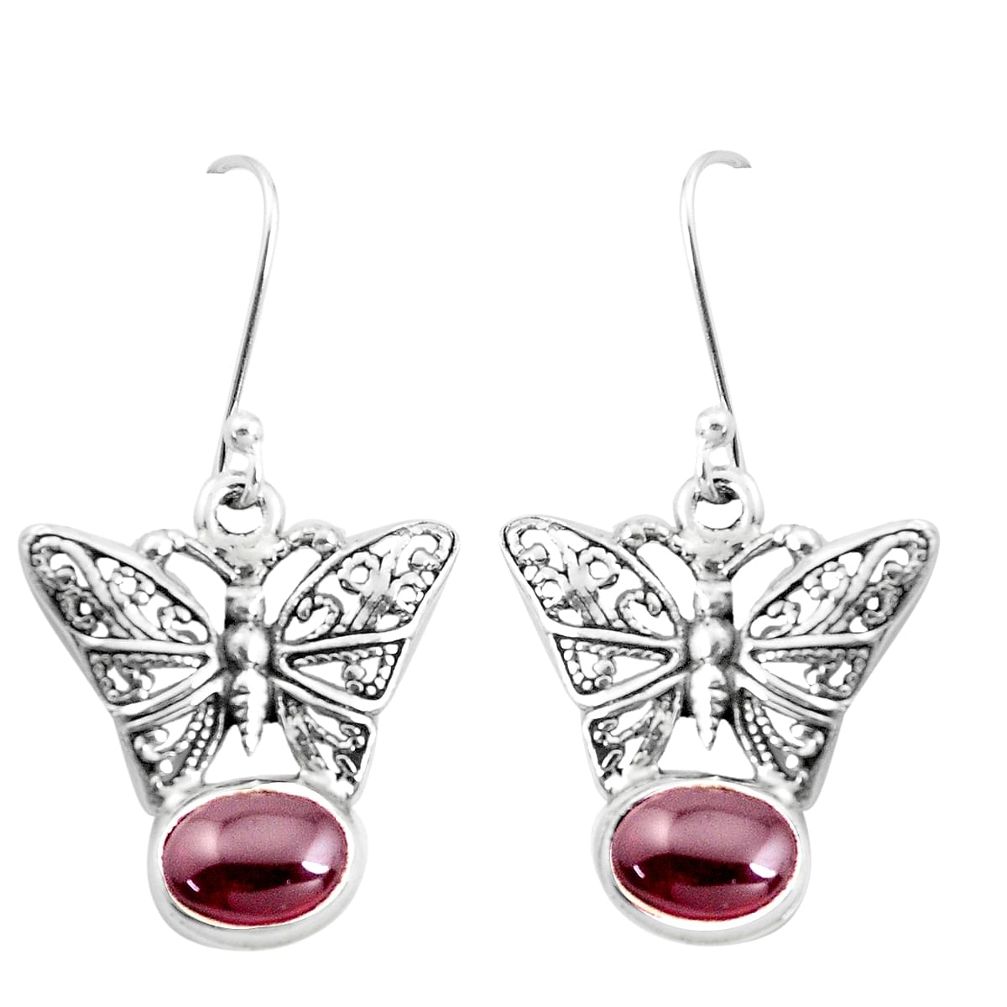 4.21cts natural red garnet 925 sterling silver butterfly earrings jewelry p38497
