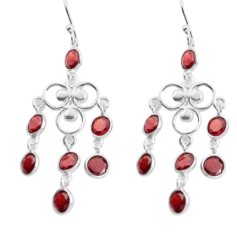 11.07cts natural red garnet 925 sterling silver chandelier earrings p43895