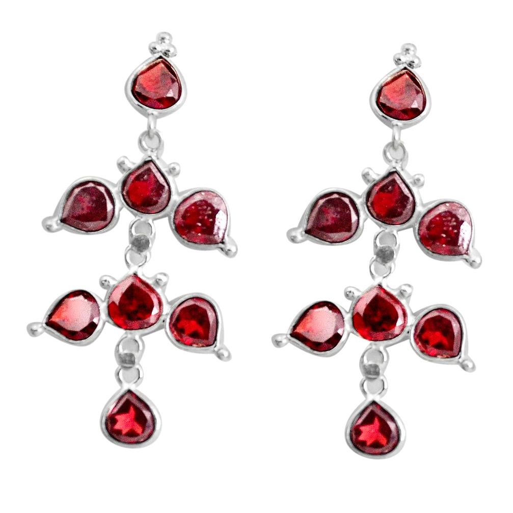 13.69cts natural red garnet 925 sterling silver chandelier earrings p43899
