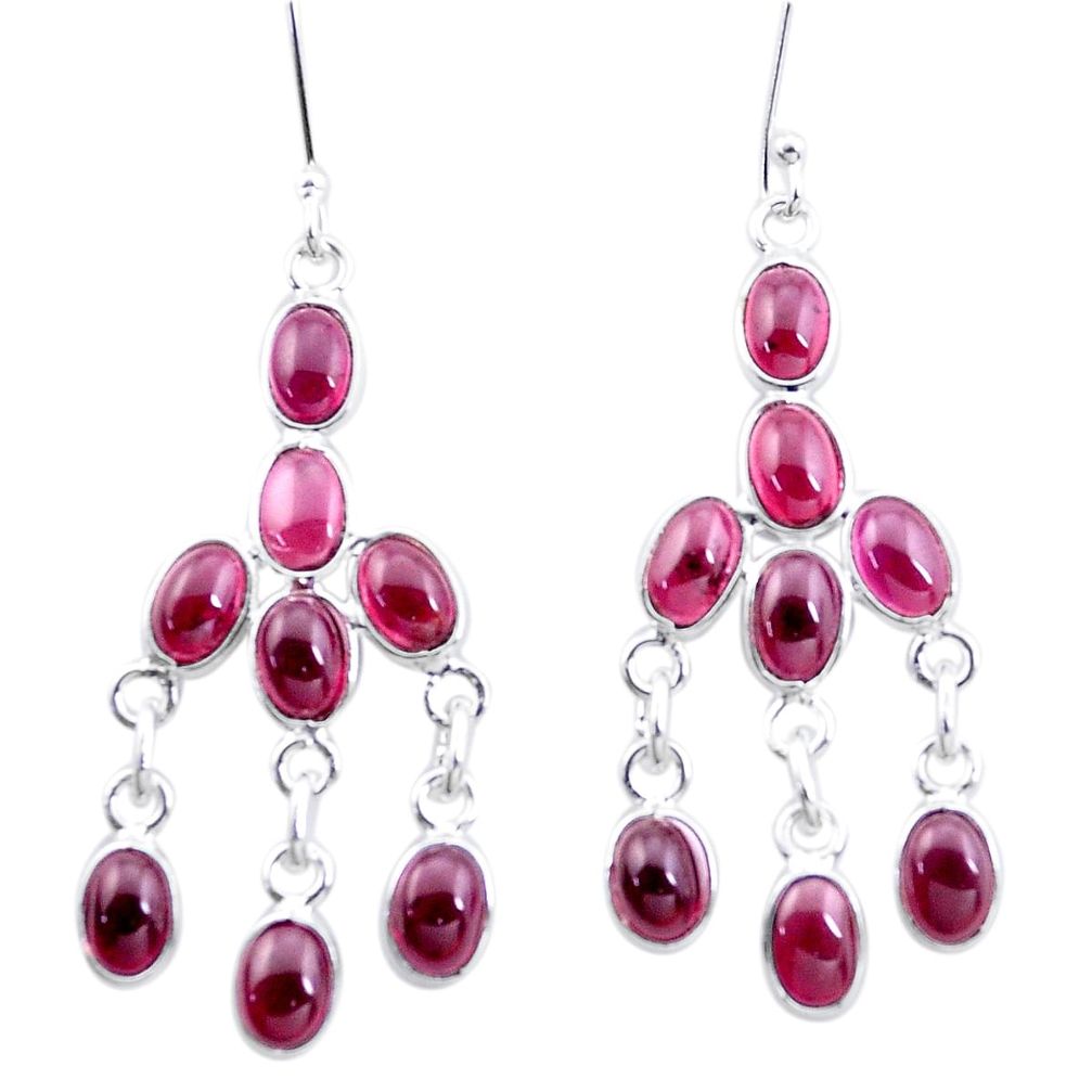 17.49cts natural red garnet 925 sterling silver chandelier earrings p60569