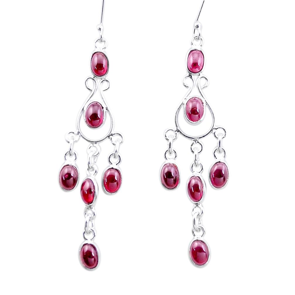 14.40cts natural red garnet 925 sterling silver chandelier earrings p60570