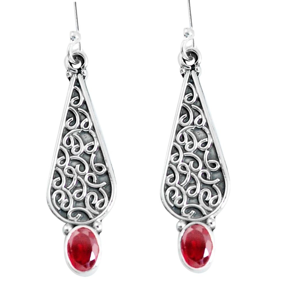 3.36cts natural red garnet 925 sterling silver dangle earrings jewelry d31683