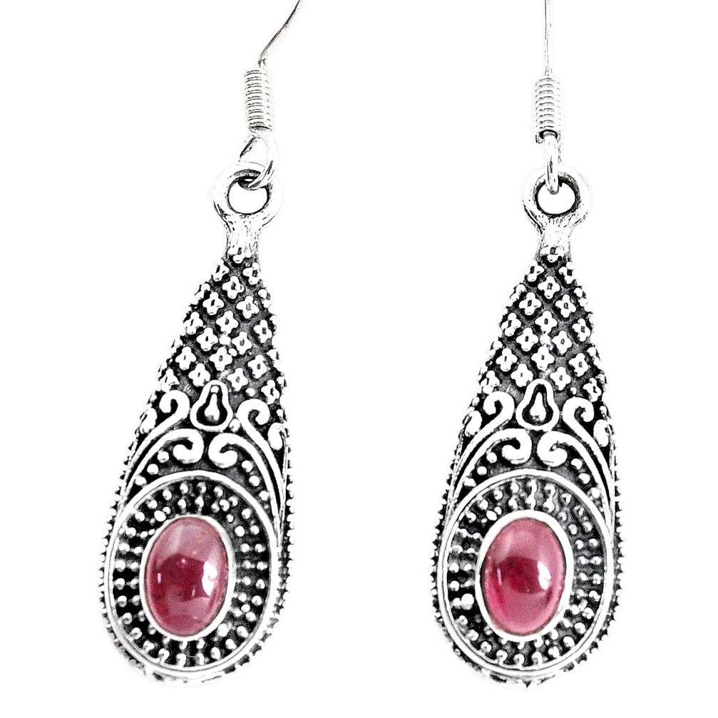 3.42cts natural red garnet 925 sterling silver dangle earrings jewelry p34490