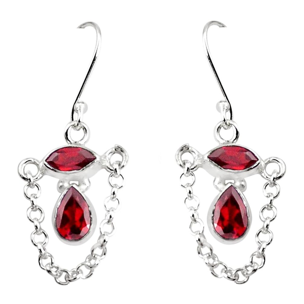 5.96cts natural red garnet 925 sterling silver dangle earrings jewelry p45642