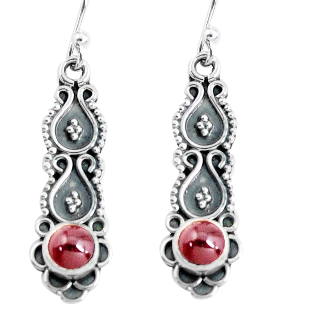 1.21cts natural red garnet 925 sterling silver dangle earrings jewelry p60212