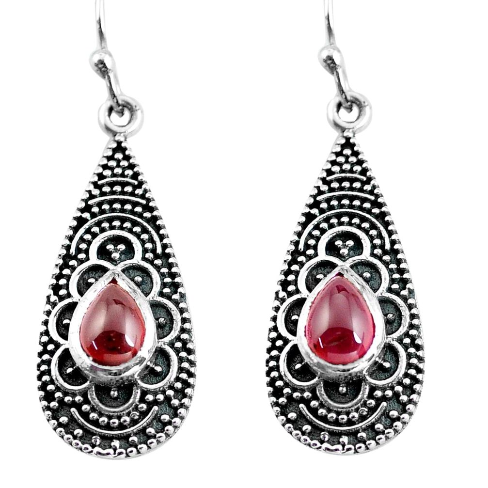 4.29cts natural red garnet 925 sterling silver dangle earrings jewelry p63866