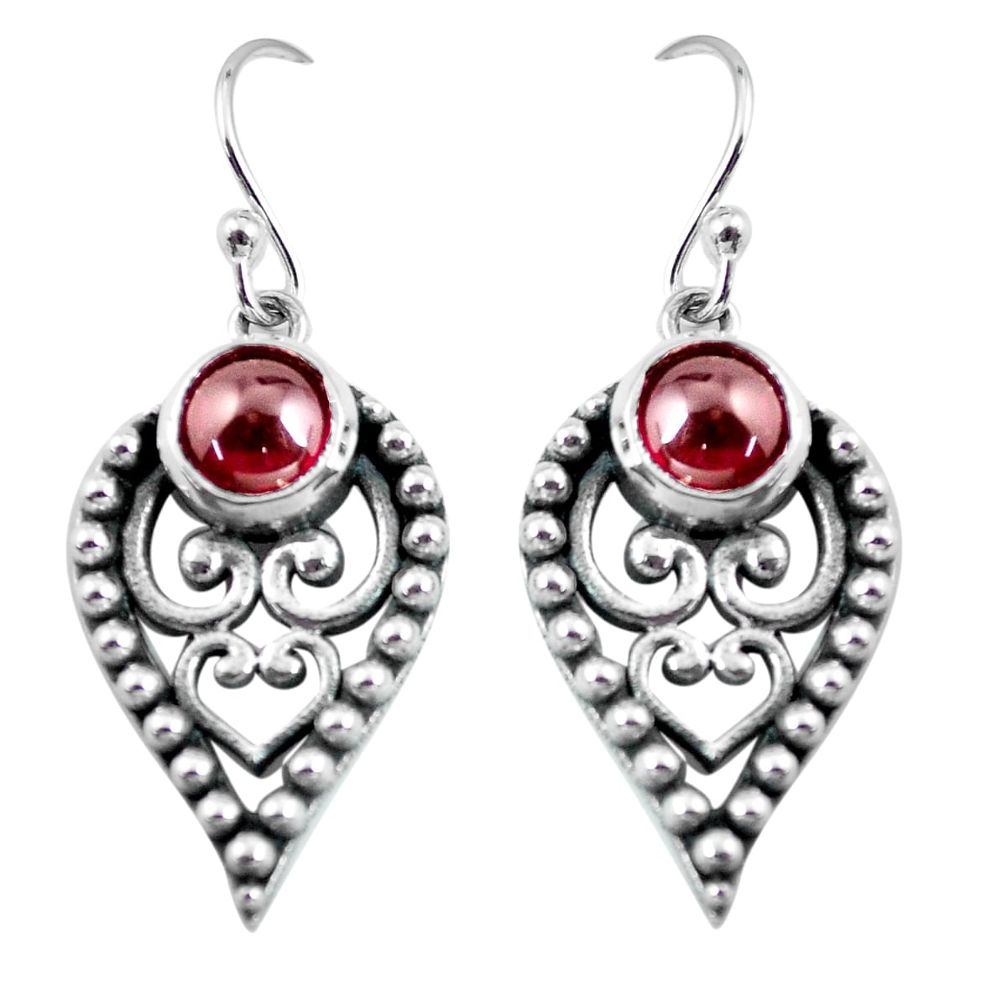 2.85cts natural red garnet 925 sterling silver dangle earrings jewelry p63906