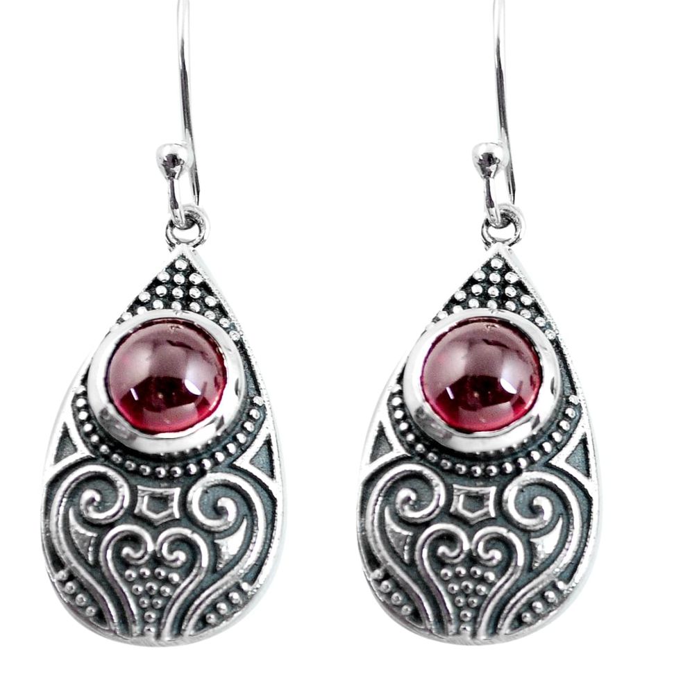 3.24cts natural red garnet 925 sterling silver dangle earrings jewelry p63965