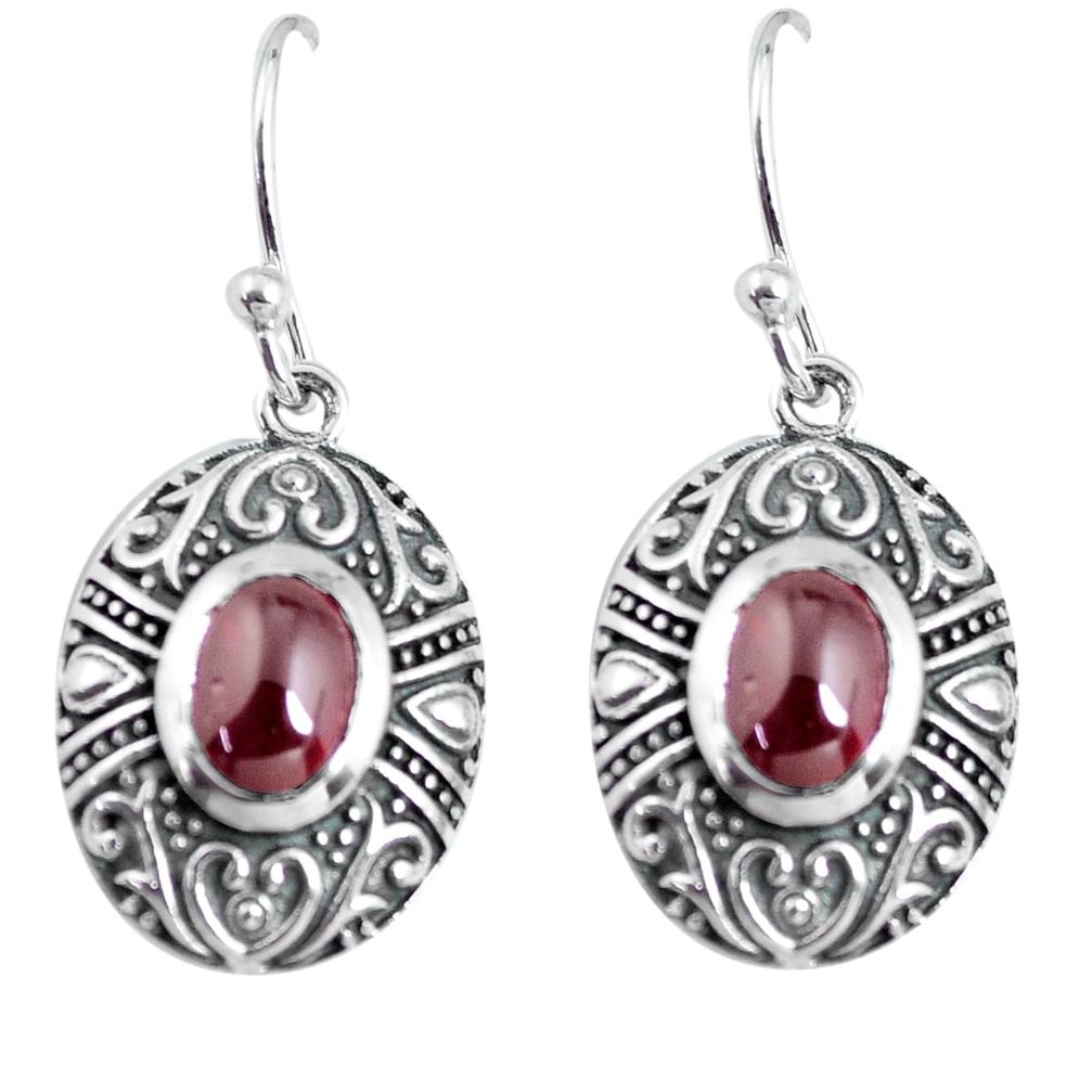 4.03cts natural red garnet 925 sterling silver dangle earrings jewelry p63986