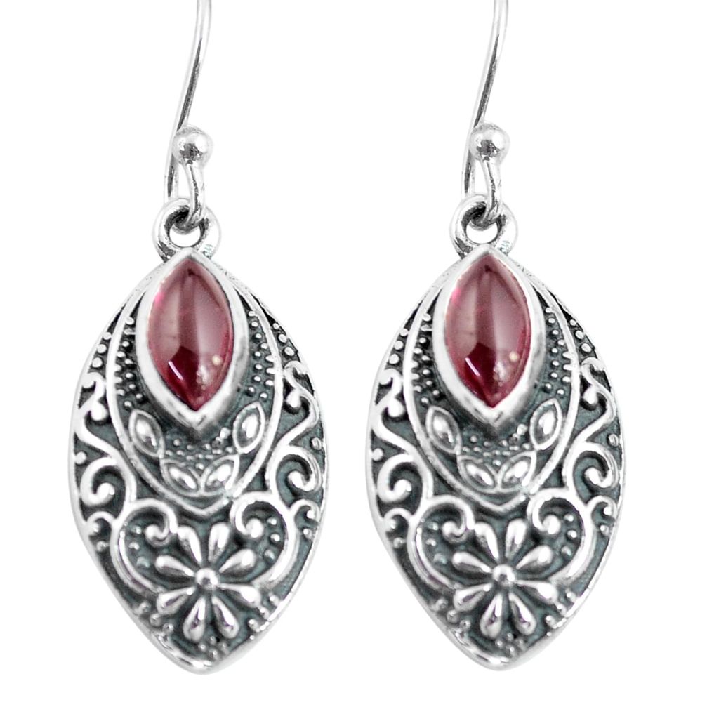 3.51cts natural red garnet 925 sterling silver dangle earrings jewelry p63994