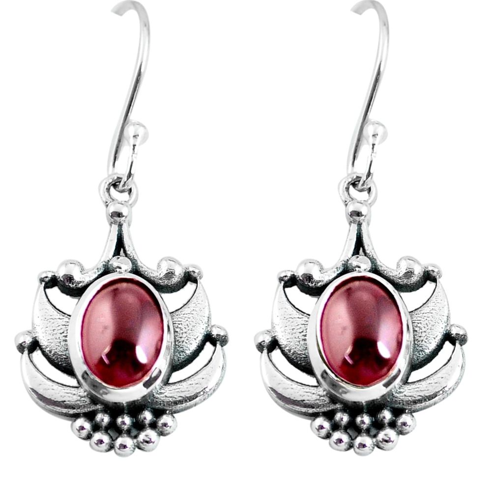 4.55cts natural red garnet 925 sterling silver dangle earrings jewelry p64055