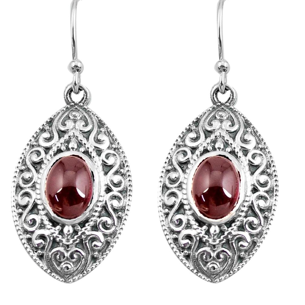 4.38cts natural red garnet 925 sterling silver dangle earrings jewelry p64965