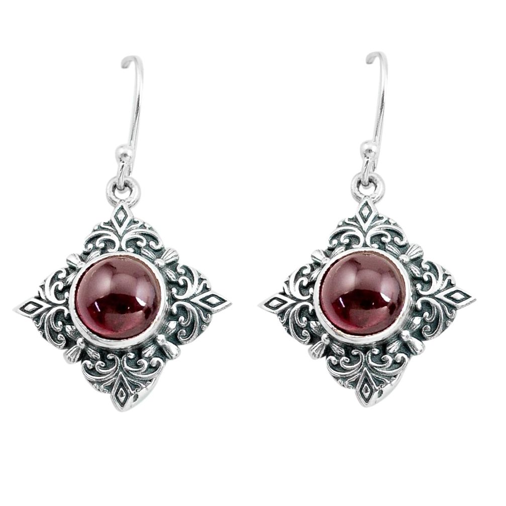 6.89cts natural red garnet 925 sterling silver dangle earrings jewelry p65009