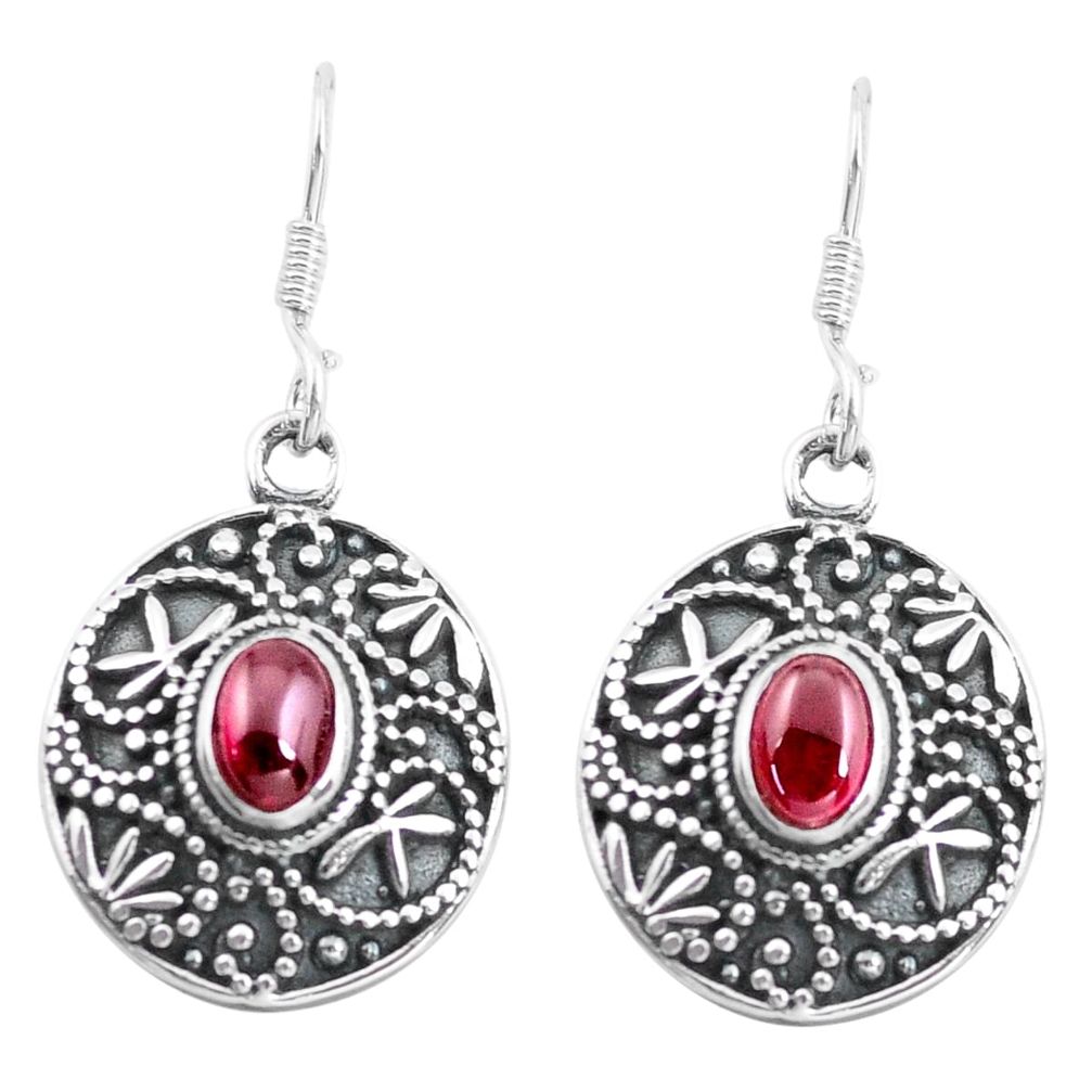 2.19cts natural red garnet 925 sterling silver dangle earrings jewelry p65041