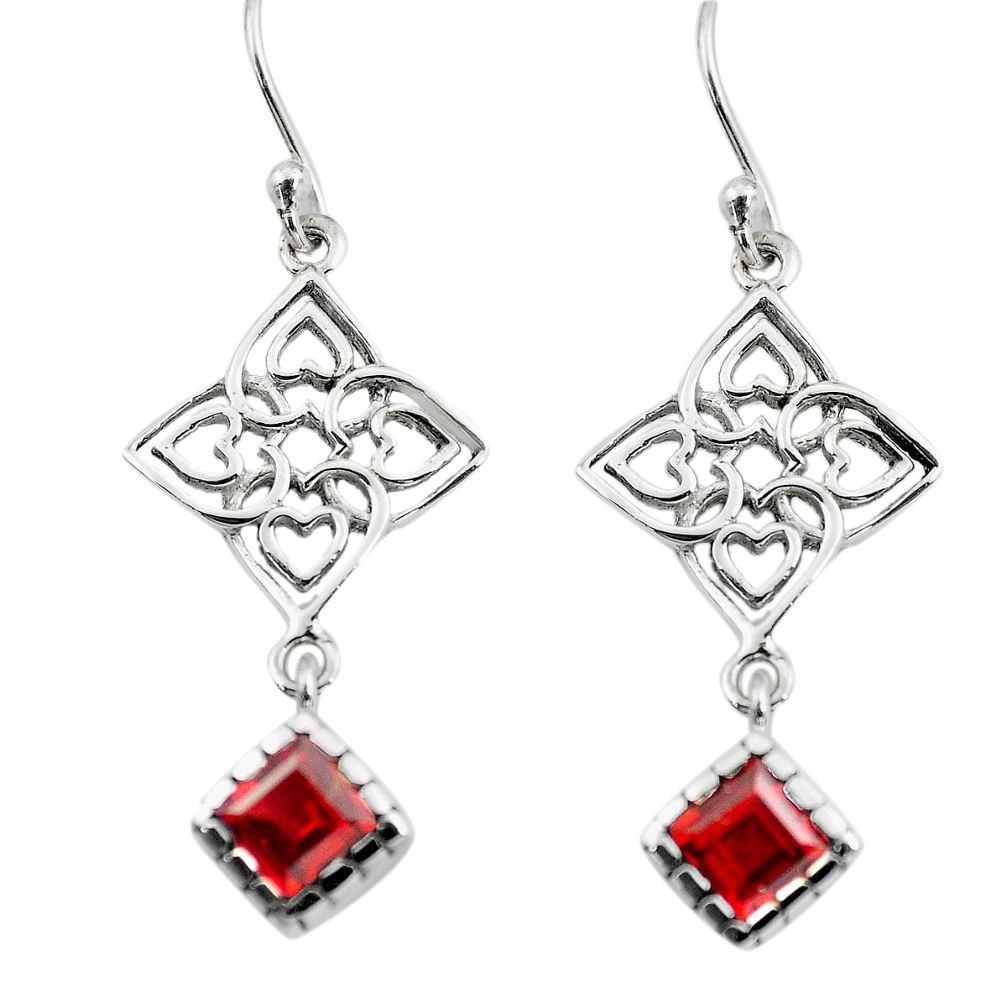 5.54cts natural red garnet 925 sterling silver dangle earrings jewelry p73606