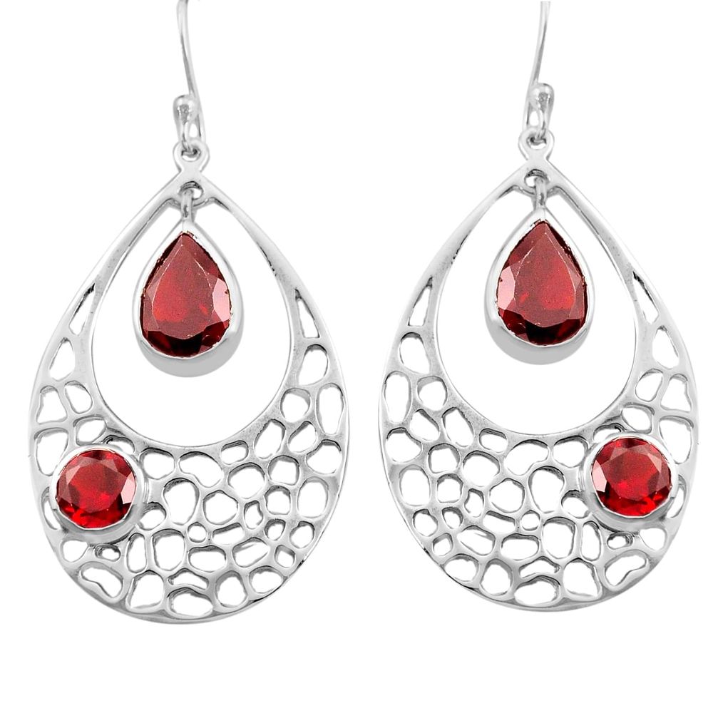 7.51cts natural red garnet 925 sterling silver dangle earrings jewelry p82129