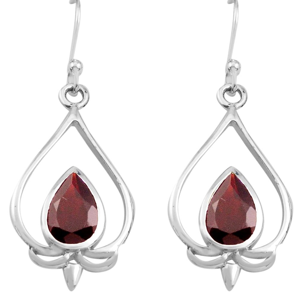 5.45cts natural red garnet 925 sterling silver dangle earrings jewelry p82230