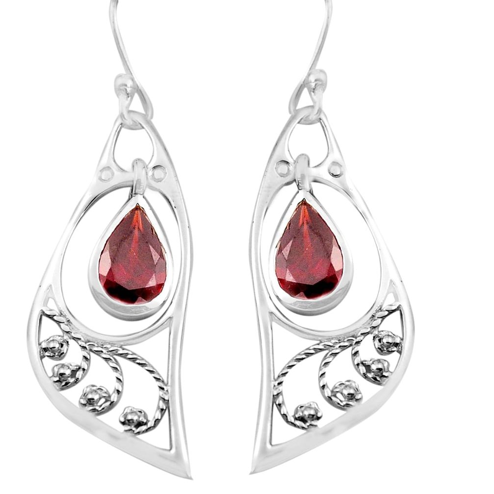 5.22cts natural red garnet 925 sterling silver dangle earrings jewelry p82241