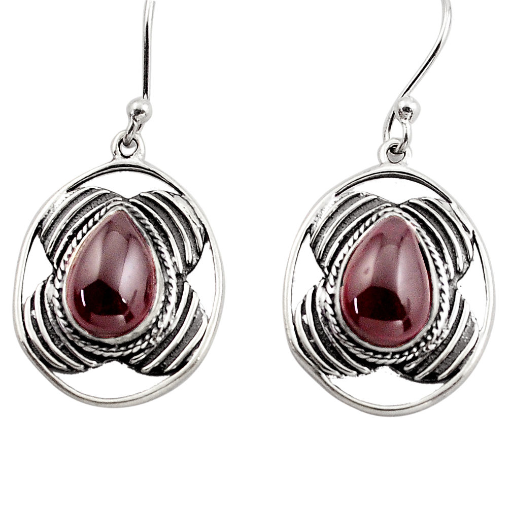 6.26cts natural red garnet 925 sterling silver dangle earrings jewelry p88446