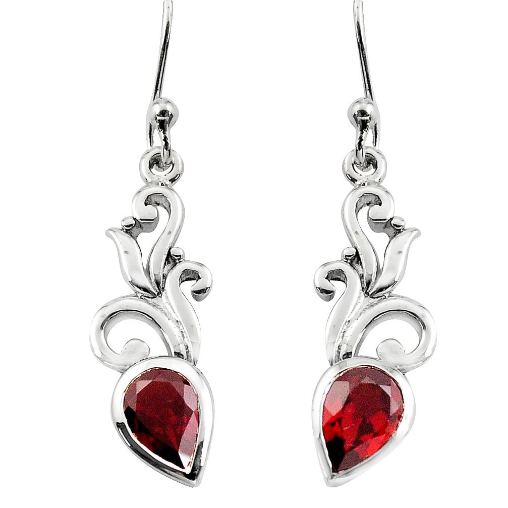 3.03cts natural red garnet 925 sterling silver heart love earrings p82379