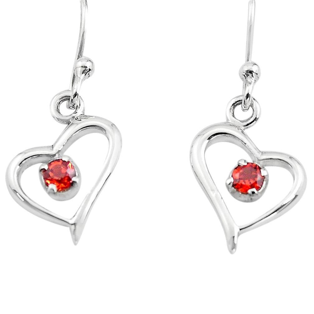 0.76cts natural red garnet 925 sterling silver heart love earrings p84265