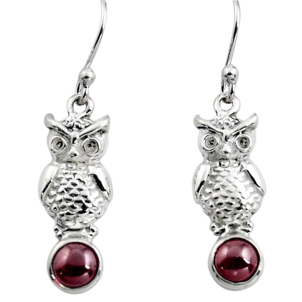 2.09cts natural red garnet 925 sterling silver owl earrings jewelry p84939