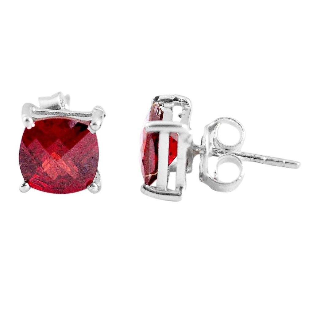 6.20cts natural red garnet 925 sterling silver stud earrings jewelry p53221