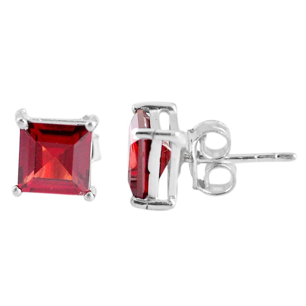 6.20cts natural red garnet 925 sterling silver stud earrings jewelry p53228