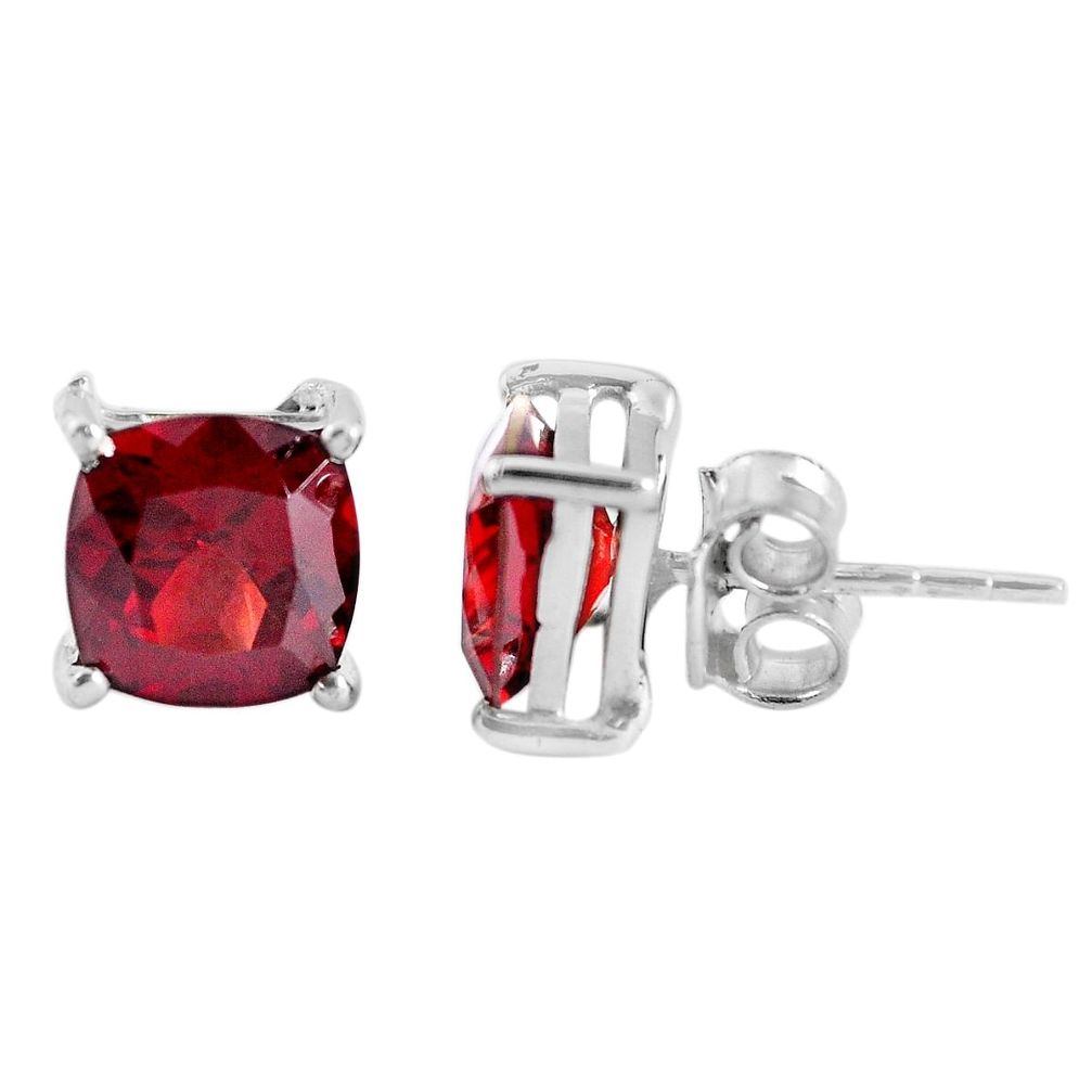 6.18cts natural red garnet 925 sterling silver stud earrings jewelry p53234