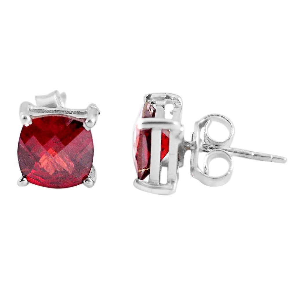 6.67cts natural red garnet 925 sterling silver stud earrings jewelry p53244