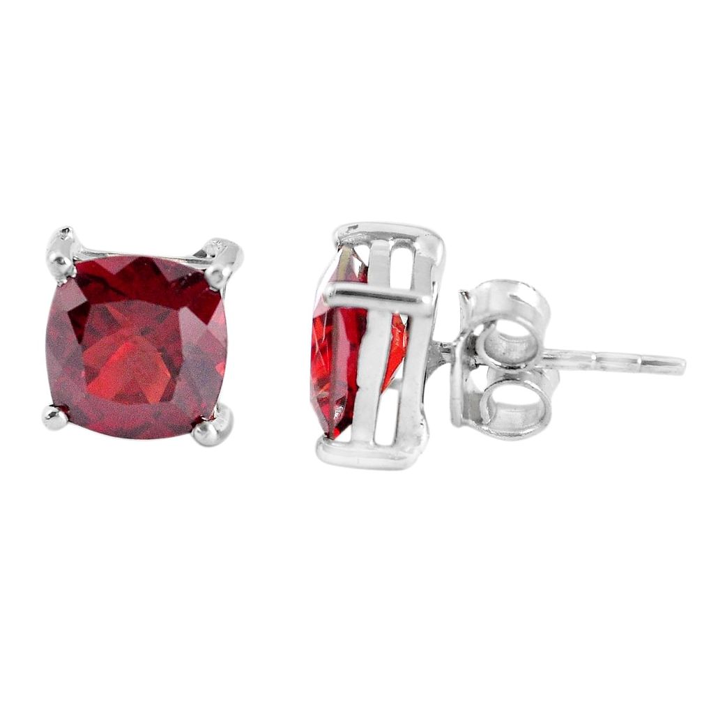 7.08cts natural red garnet 925 sterling silver stud earrings jewelry p53251
