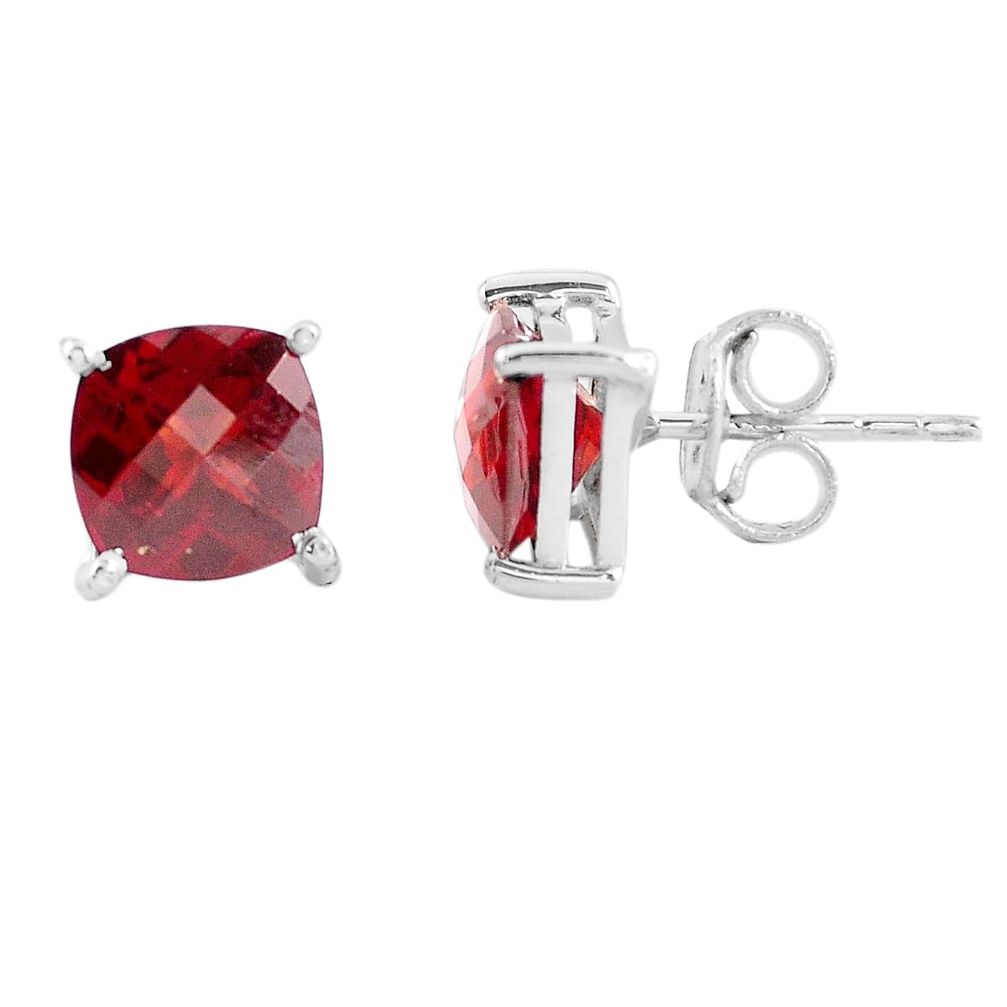 4.45cts natural red garnet 925 sterling silver stud earrings jewelry p54131