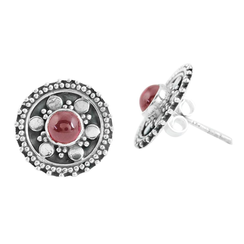 1.56cts natural red garnet 925 sterling silver stud earrings jewelry p64042