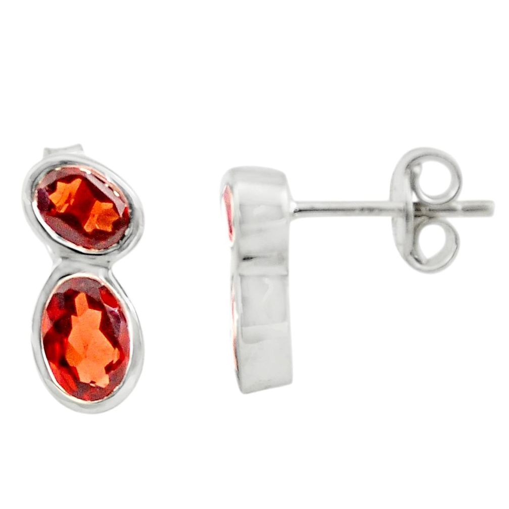 5.92cts natural red garnet 925 sterling silver stud earrings jewelry p73518